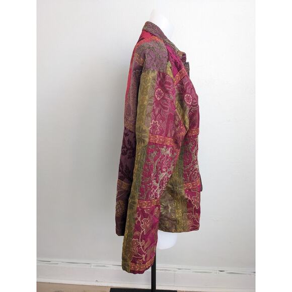 Drapers & Damons Size Large Patchwork Tribal Floral Tapestry Hippie Jacket - Picture 9 of 12
